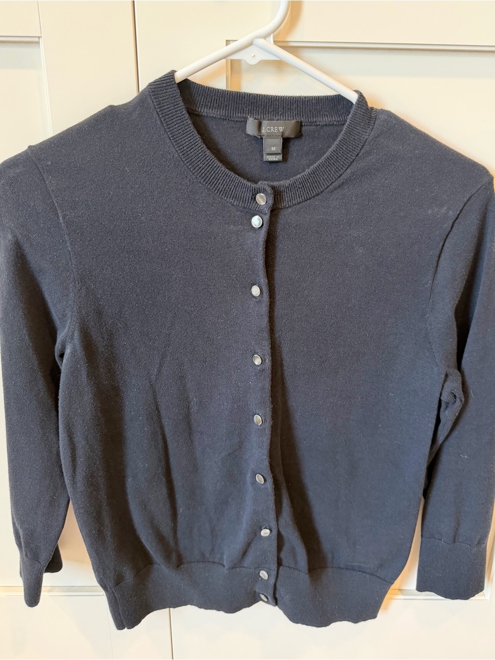 J. Crew Black Jackie Button-Front Crewneck Cardigan